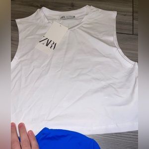 White Zara cropped muscle tee